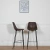 HAPPY GARDEN Lot De 2 Tabourets De Bar Vintage LUCIEN Marron - Hauteur D'assise 75cm - Marron