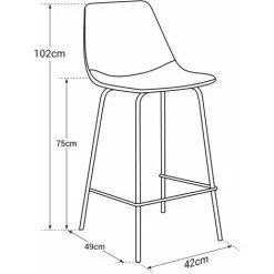 HAPPY GARDEN Lot De 2 Tabourets De Bar Vintage LUCIEN Marron - Hauteur D'assise 75cm - Marron -banc et tabouret Soldes Boutique 10055635 5