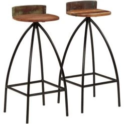 VidaXL Tabourets De Bar 2 Pcs Bois De Récupération Massif - Brun