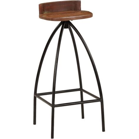 VidaXL Tabourets De Bar 2 Pcs Bois De Récupération Massif - Brun 4 VidaXL Tabourets De Bar 2 Pcs Bois De Récupération Massif - Brun – Image 2