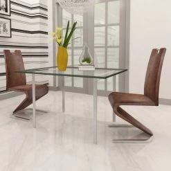 Chaises De Salle à Manger Similicuir 2 Pcs Marron VidaXL -banc et tabouret Soldes Boutique 1070810 3
