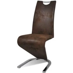 Chaises De Salle à Manger Similicuir 2 Pcs Marron VidaXL -banc et tabouret Soldes Boutique 1070810 4