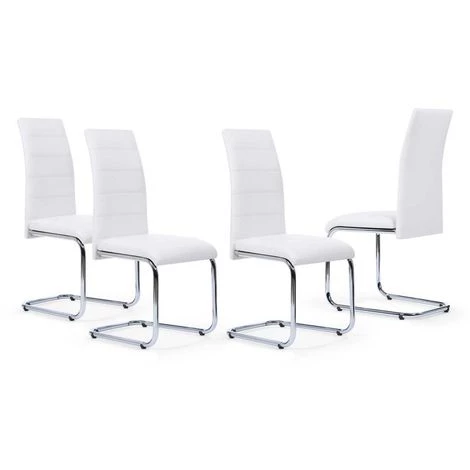 IDMARKET Lot De 4 Chaises MIA Blanches Pour Salle à Manger - Blanc 4 IDMARKET Lot De 4 Chaises MIA Blanches Pour Salle à Manger - Blanc – Image 2