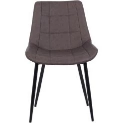 BELIANI Lot De 2 Chaises En Cuir PU Marron Foncé - Marron -banc et tabouret Soldes Boutique 11186432 5