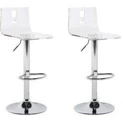 BELIANI Set De 2 Chaises De Bar Transparentes Blanches - Transparent