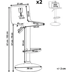 BELIANI Set De 2 Chaises De Bar Transparentes Noires - Transparent -banc et tabouret Soldes Boutique 11186855 3