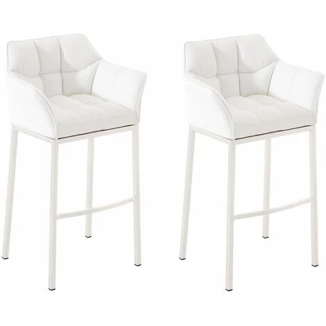 CLP Lot 2 Tabourets De Bar Damaso 4 Pieds Similicuir Blanc Blanc 3 CLP Lot 2 Tabourets De Bar Damaso 4 Pieds Similicuir Blanc Blanc