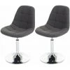 DéCOSHOP26 2x Chaises De Salle à Manger En Tissu Gris Clair Pied Chromé Pivotant - Gris -banc et tabouret Soldes Boutique 11375720 1