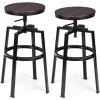 COSTWAY Lot De 2 Tabourets De Bar Chaises De Bar Vintage Industriel Hauteur Réglable En Bois Métal -banc et tabouret Soldes Boutique 11534918 1