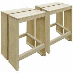 VidaXL Tabourets De Bar D'extérieur 2 Pcs Pin Imprégné - Brun