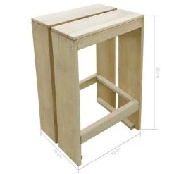VidaXL Tabourets De Bar D'extérieur 2 Pcs Pin Imprégné - Brun -banc et tabouret Soldes Boutique 11607983 3