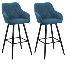 BELIANI Lot De 2 Chaises De Bar Bleues - Bleu