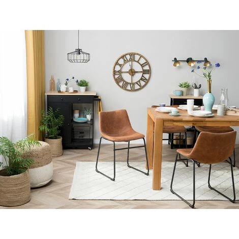 BELIANI Lot De 2 Chaises En Tissu Marron - Marron 4 BELIANI Lot De 2 Chaises En Tissu Marron - Marron – Image 2