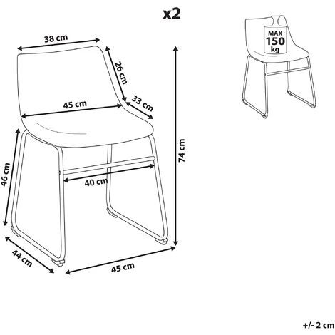 BELIANI Lot De 2 Chaises En Tissu Marron - Marron 5 BELIANI Lot De 2 Chaises En Tissu Marron - Marron – Image 3