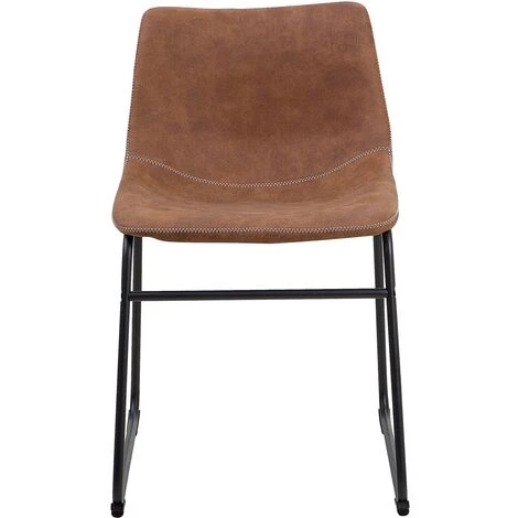 BELIANI Lot De 2 Chaises En Tissu Marron - Marron 7 BELIANI Lot De 2 Chaises En Tissu Marron - Marron – Image 5