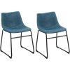 BELIANI Lot De 2 Chaises En Tissu Bleu - Bleu -banc et tabouret Soldes Boutique 12198876 1