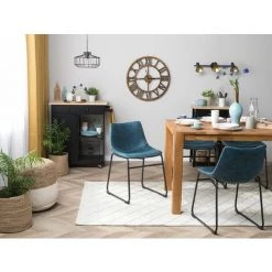BELIANI Lot De 2 Chaises En Tissu Bleu - Bleu -banc et tabouret Soldes Boutique 12198876 2