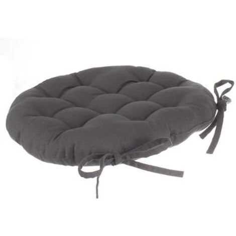 Lot De 4 Galettes De Chaise Ronde En Coton Coloris Gris Foncé - Diamètre 38 Cm -PEGANE- 3 Lot De 4 Galettes De Chaise Ronde En Coton Coloris Gris Foncé - Diamètre 38 Cm -PEGANE-