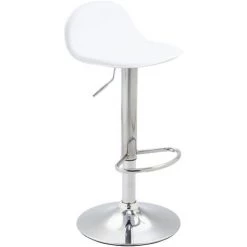 CLP Tabouret De Bar Design Lana V2 Similicuir Blanc Métal Chromé
