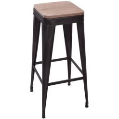 ATMOSPHERA Tabouret De Bar En Métal Joris - H. 80 Cm - 39 X 39 X 80