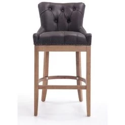 CLP Tabouret De Bar Lakewood Antique-clair Cuir Véritable Marron -banc et tabouret Soldes Boutique 12687416 2