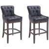CLP Lot De 2 Tabourets De Bar Lakewood En Véritable Cuir Noir Antique -banc et tabouret Soldes Boutique 12983469 1