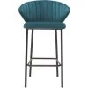MILIBOO Tabouret De Bar Design Velours 65 Cm DALLY - Bleu Pétrole Velours - Bleu Pétrole Velours -banc et tabouret Soldes Boutique 13160092 1