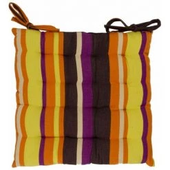 THEDECOFACTORY OASIS - Galette En Coton à Rayures Multicolores 38x38 - Multicolore