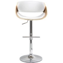 MILIBOO Tabouret De Bar Design Bois BENT - Bois Clair / Blanc - Bois Clair / Blanc