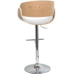 MILIBOO Tabouret De Bar Design Bois BENT - Bois Clair / Blanc - Bois Clair / Blanc -banc et tabouret Soldes Boutique 13257174 3
