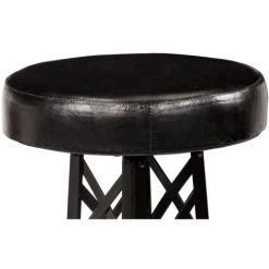 2x Tabourets De Bar Cuir Véritable Modèle 2 VidaXL -banc et tabouret Soldes Boutique 13315381 5