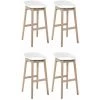 MOB-IN Tabourets De Bar En Chêne Et Assise Blanche 65 Cm RIVA - Lot De 4 - Blanc