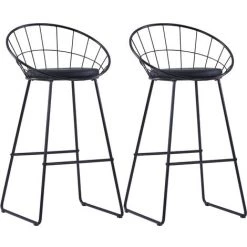 Chaises De Bar 2 Pcs Similicuir Noir VidaXL