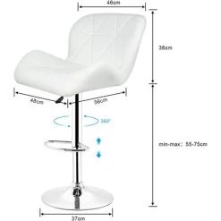OOBEST Wihobby TANK TABOURETS DE BAR LOT DE 6 BLANC Style Contemporain Réglable En Hauteur De 55 à 75 Cm 8 OOBEST Wihobby TANK TABOURETS DE BAR LOT DE 6 BLANC Style Contemporain Réglable En Hauteur De 55 à 75 Cm -banc et tabouret Soldes Boutique 13823766 2