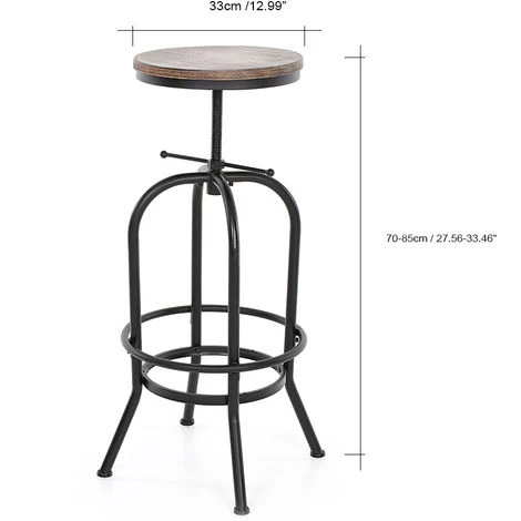 IKayaa Tabouret De Bar Style Industriel Assise En Bois, (Peut Regarder La Video) 4 IKayaa Tabouret De Bar Style Industriel Assise En Bois, (Peut Regarder La Video) – Image 2