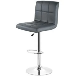 OOBEST Lot De 2 Tabourets De Bar En Simili Cuir Et Métal Hauteur Réglable Charge Max 113KG Avec Repose-pieds Et Base Chromés Style Contemporain - Gris -banc et tabouret Soldes Boutique 13950527 2