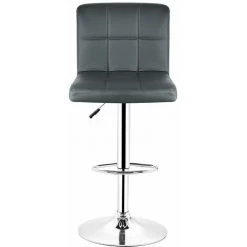 OOBEST Lot De 2 Tabourets De Bar En Simili Cuir Et Métal Hauteur Réglable Charge Max 113KG Avec Repose-pieds Et Base Chromés Style Contemporain - Gris -banc et tabouret Soldes Boutique 13950527 4