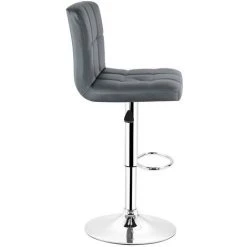 OOBEST Lot De 2 Tabourets De Bar En Simili Cuir Et Métal Hauteur Réglable Charge Max 113KG Avec Repose-pieds Et Base Chromés Style Contemporain - Gris -banc et tabouret Soldes Boutique 13950527 5