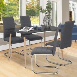 IDMARKET Lot De 4 Chaises MIA En Tissu Gris Anthracite Pour Salle à Manger - Gris