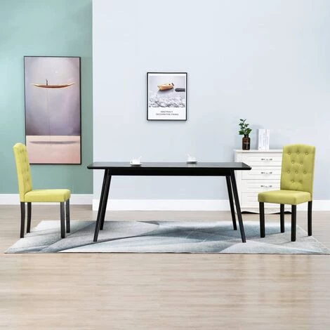 Chaises De Salle à Manger Tissu 2 Pcs Vert VidaXL 3 Chaises De Salle à Manger Tissu 2 Pcs Vert VidaXL