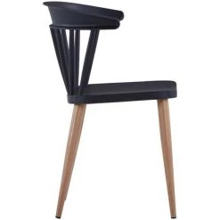 Chaises De Salle à Manger Plastique Et Acier 4 Pcs Noir VidaXL 10 Chaises De Salle à Manger Plastique Et Acier 4 Pcs Noir VidaXL -banc et tabouret Soldes Boutique 13951604 4