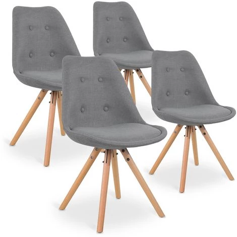 INTENSEDECO Lot De 4 Chaises Scandinaves Frida Tissu Gris - Gris 3 INTENSEDECO Lot De 4 Chaises Scandinaves Frida Tissu Gris - Gris