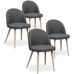INTENSEDECO Lot De 4 Chaises Scandinaves Cecilia Tissu Gris Foncé - Gris Foncé