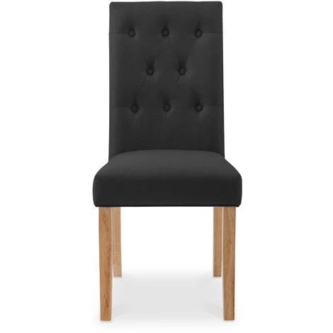 INTENSEDECO Lot De 2 Chaises Capitonnées Gaya Tissu Noir - Noir 4 INTENSEDECO Lot De 2 Chaises Capitonnées Gaya Tissu Noir - Noir – Image 2