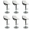 OOBEST Lot De 6 Chaises De Bar Dossier Rembourré Pivotantes Et Réglables En Hauteur 53 Cm - 73 Cm Blanc + Noir -banc et tabouret Soldes Boutique 13976334 1