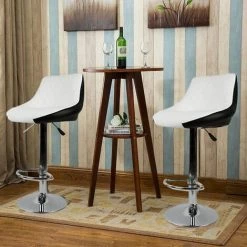 OOBEST Lot De 6 Chaises De Bar Dossier Rembourré Pivotantes Et Réglables En Hauteur 53 Cm - 73 Cm Blanc + Noir -banc et tabouret Soldes Boutique 13976334 3