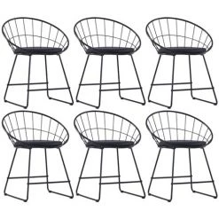 VidaXL Chaises De Salle à Manger Similicuir Acier Noir 6 Pcs - Noir