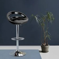 OOBEST Tabouret De Bar Lot De 2 En Plastique ABS, Hauteur Réglables Sur Poignée 81 -101 Cm, Noir -banc et tabouret Soldes Boutique 14053369 3