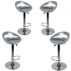 OOBEST Lot De 4 Tabourets De Bar Design Plastique ABS Avec Dossier Gris