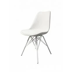 MEUBLETMOI Lot 4 Chaises Blanches En Métal Style Scandinave - TOMY - Blanc -banc et tabouret Soldes Boutique 14160834 2